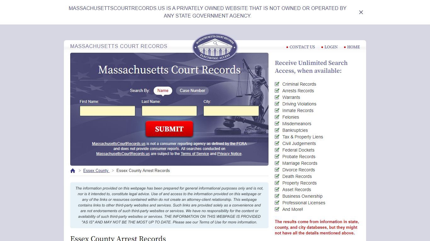 Essex County Arrest Records | MassachusettsCourtRecords.us